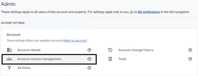 GA4 - Select Account Access Management