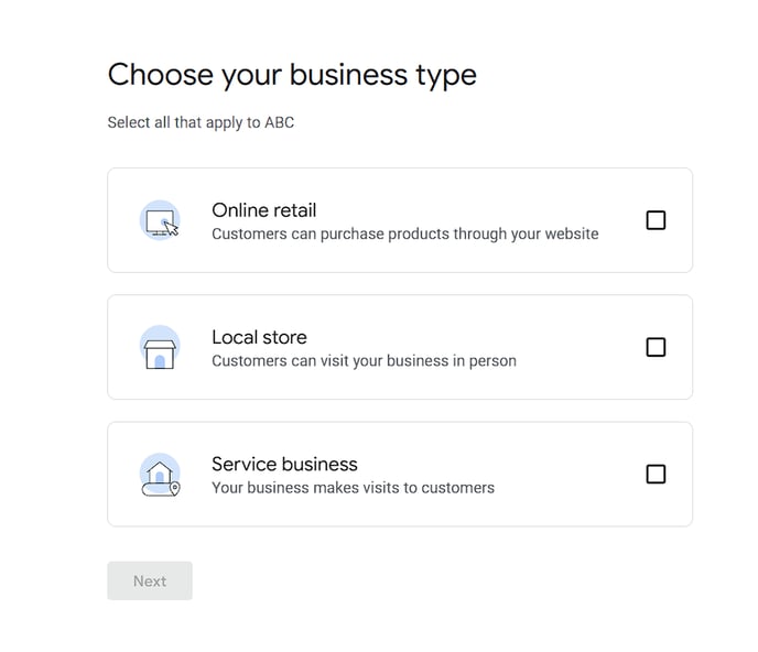 GBP - Choose Business Type