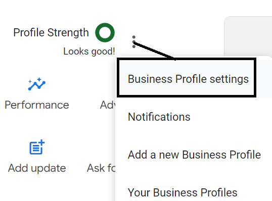 GBP - Go to Settings